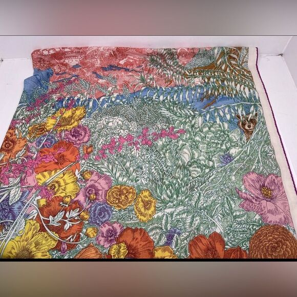 Hermes Shawl Scarf Retour a la Nature Stole Floral Cashmere Silk Auth 140 cm - Picture 6 of 9